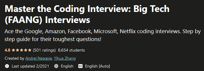 Udemy – Master The Coding Interview: Big Tech (FAANG) Interviews 2021-2 ...