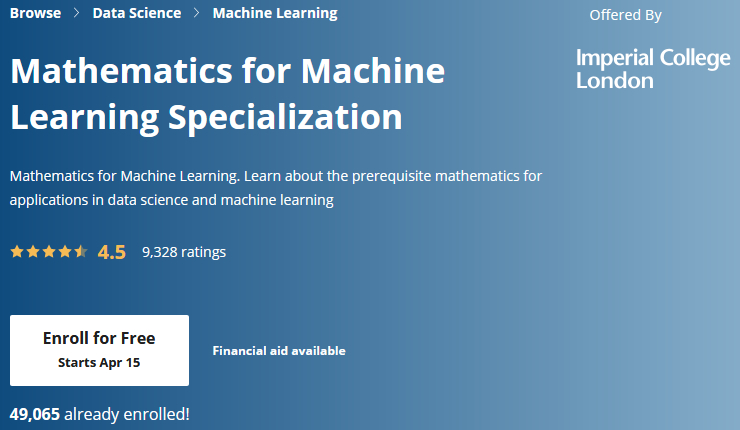 Coursera – Mathematics For Machine Learning Specialization 2020-4 ...