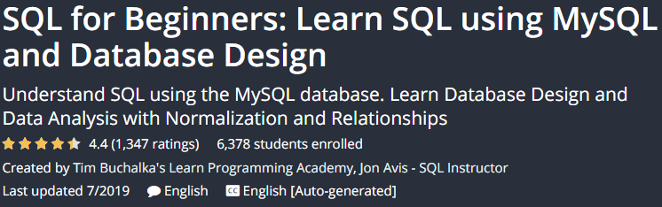 Udemy – SQL for Beginners: Learn SQL using MySQL and Database Design ...